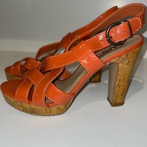 Carlos Santana Orange Platform Sandals